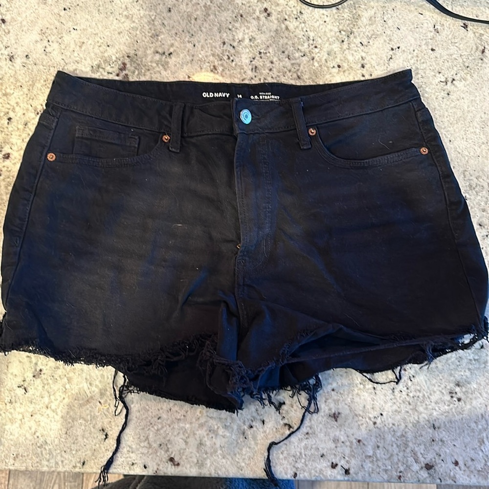 Old Navy Black Jean Shorts High Rise OG Straight Size 14